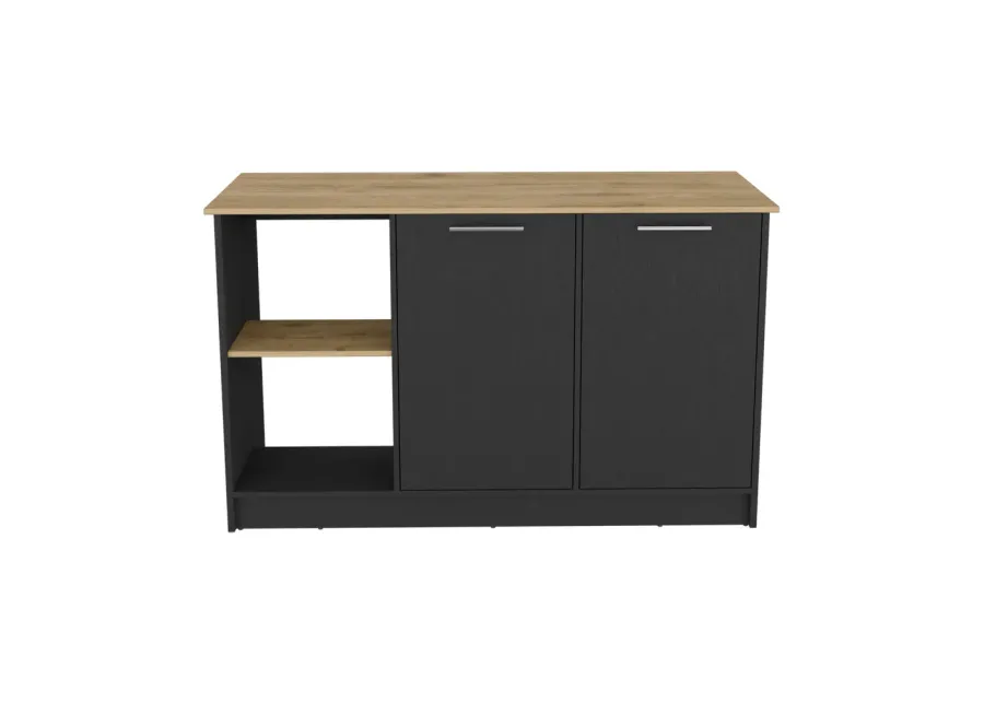 Kitchen Island Padua, Kitchen, Black / Macadamia