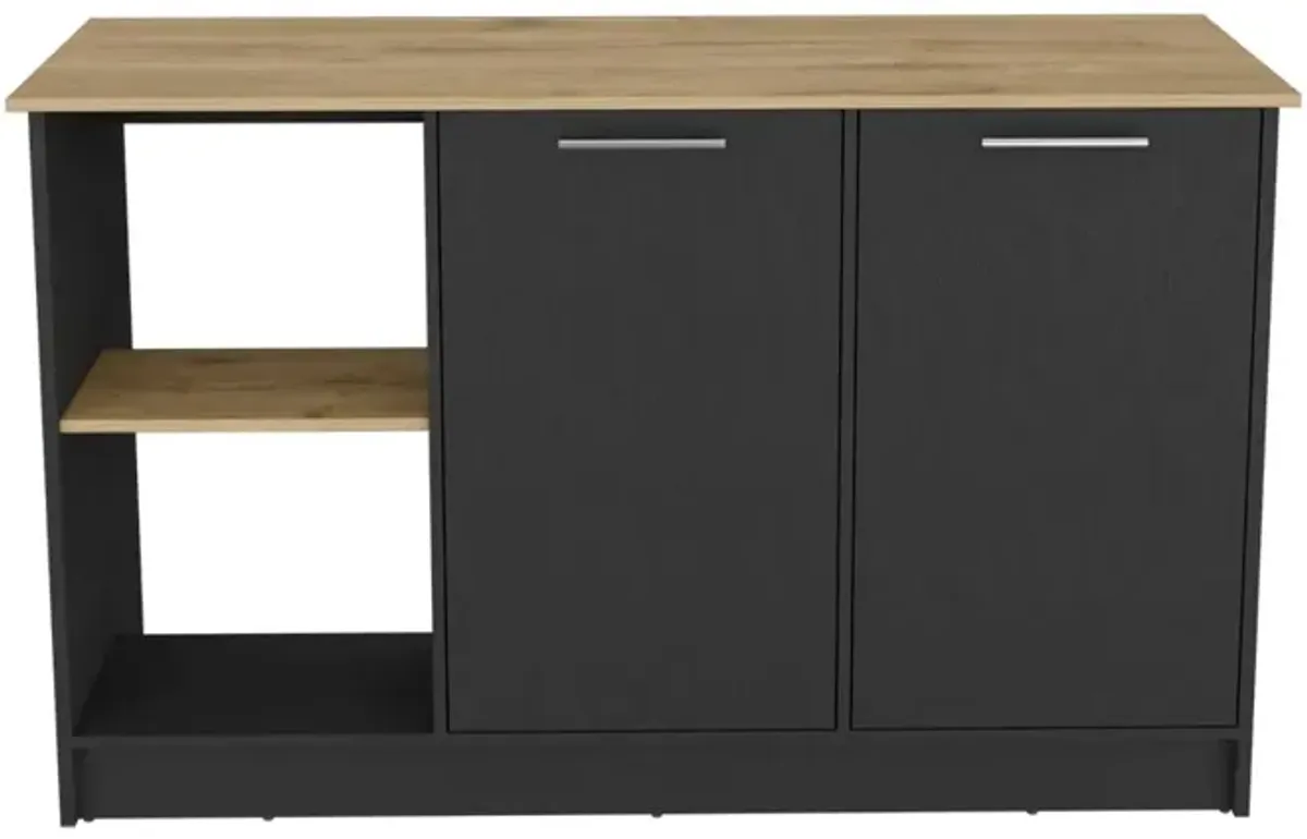 Kitchen Island Padua, Kitchen, Black / Macadamia