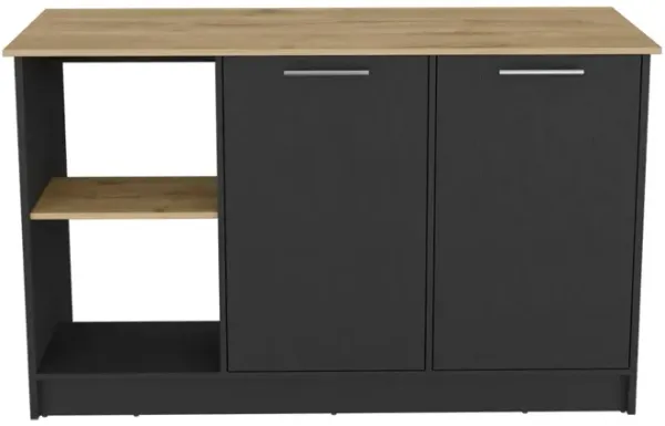 Kitchen Island Padua, Kitchen, Black / Macadamia