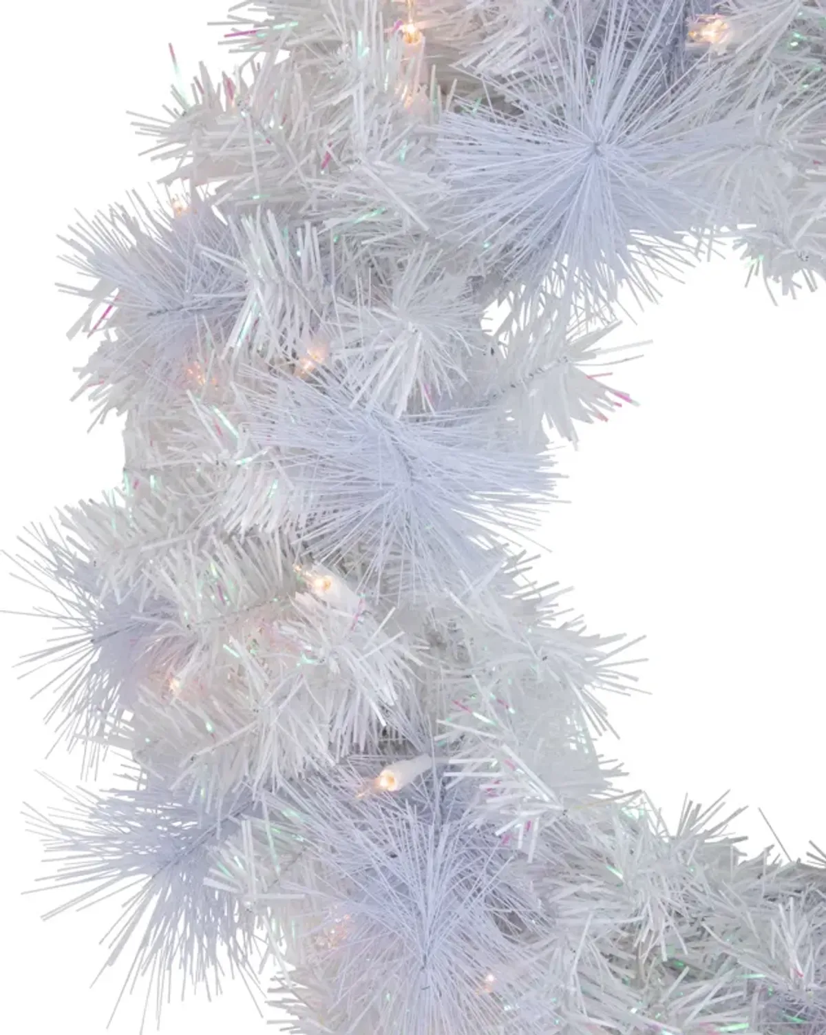 Pre-Lit Vermont White Pine Artificial Christmas Wreath  24-Inch  Clear Lights