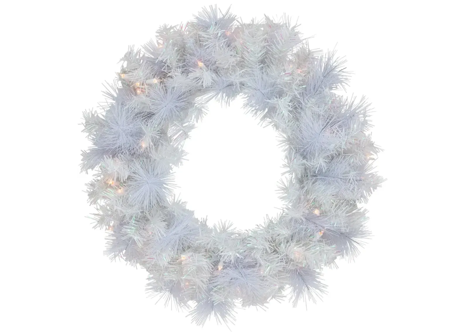 Pre-Lit Vermont White Pine Artificial Christmas Wreath  24-Inch  Clear Lights