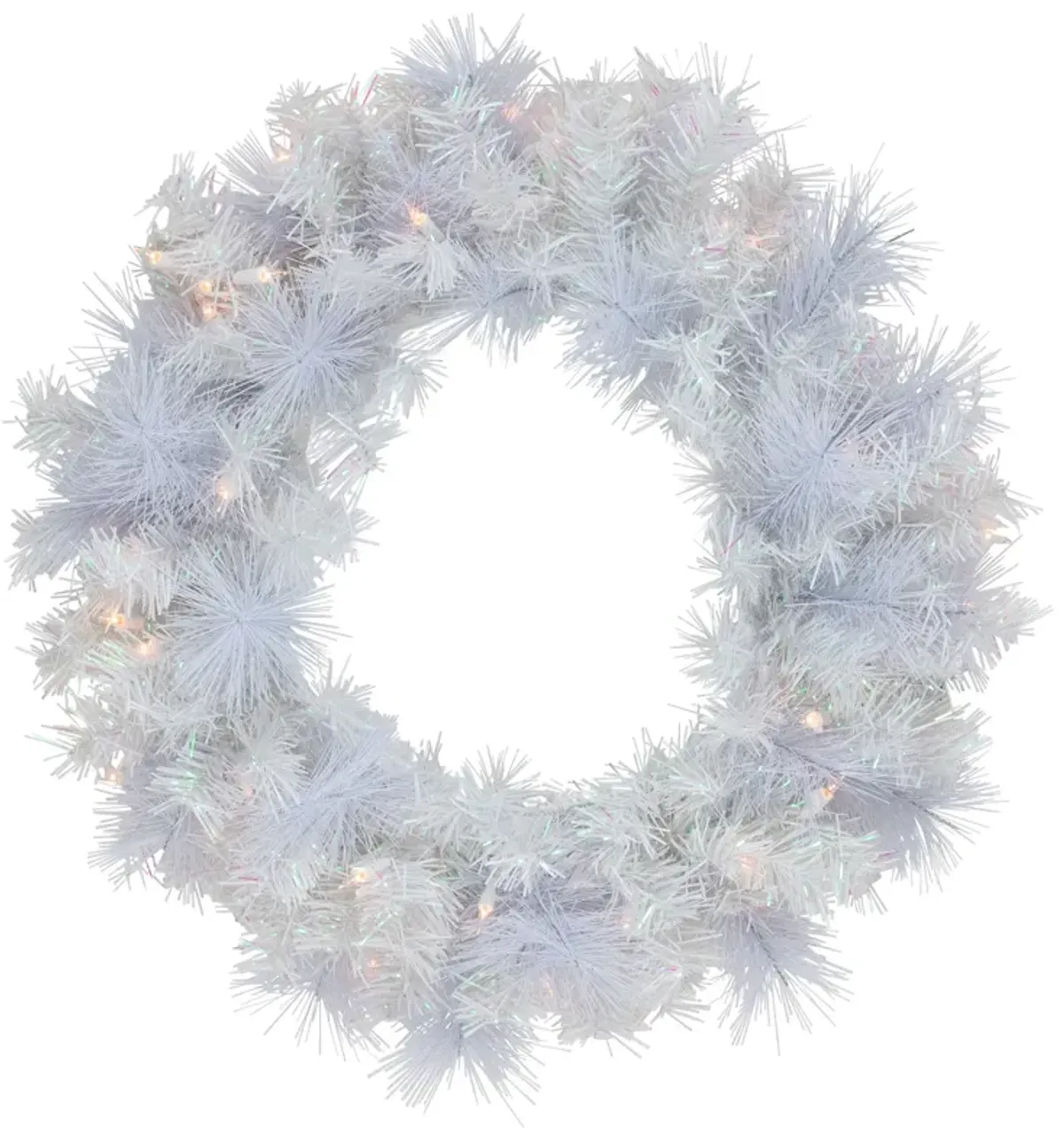 Pre-Lit Vermont White Pine Artificial Christmas Wreath  24-Inch  Clear Lights