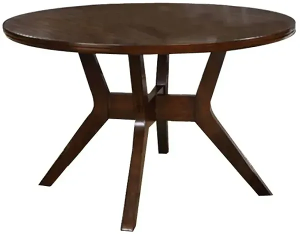 Abelone Mid Century Modern Round Dining Table, Walnut - Benzara