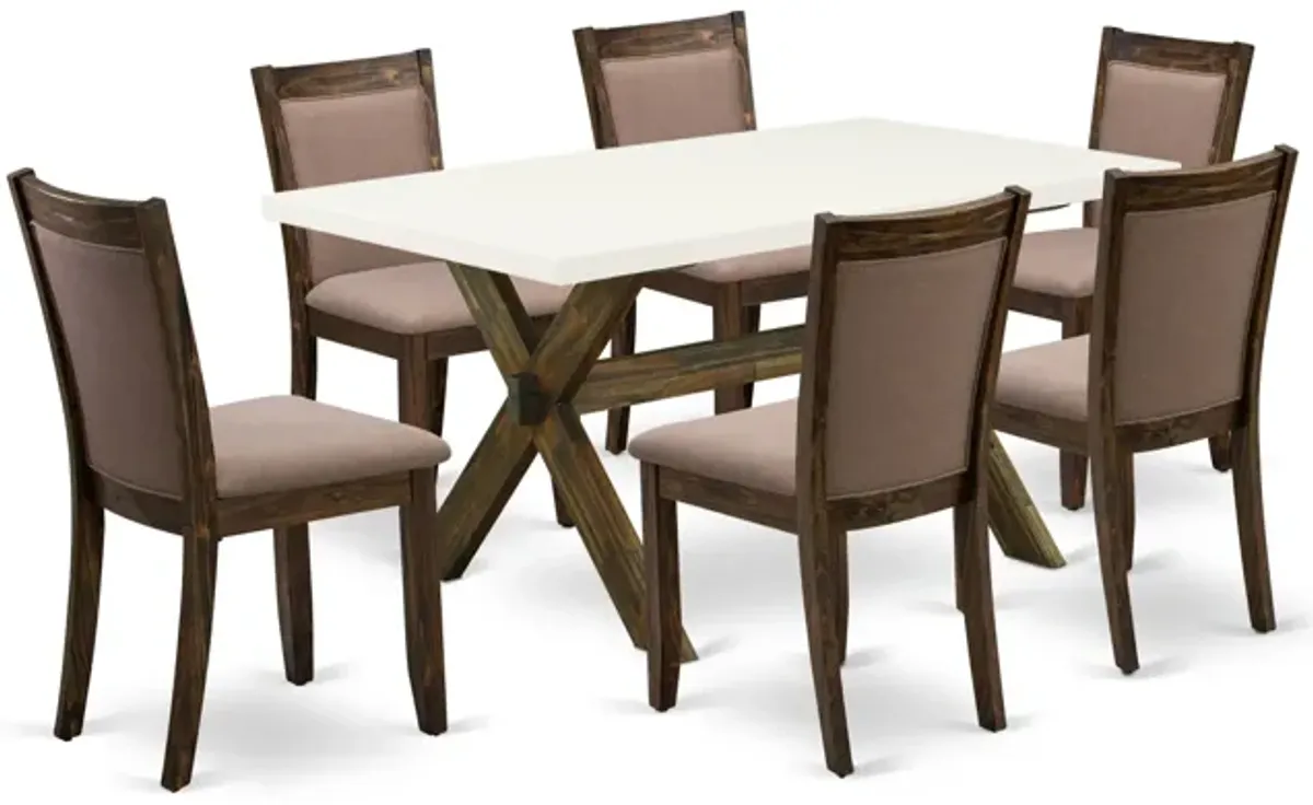 East West Furniture X726MZ748-7 7Pc Dining Set - Rectangular Table and 6 Parson Chairs - Multi-Color Color