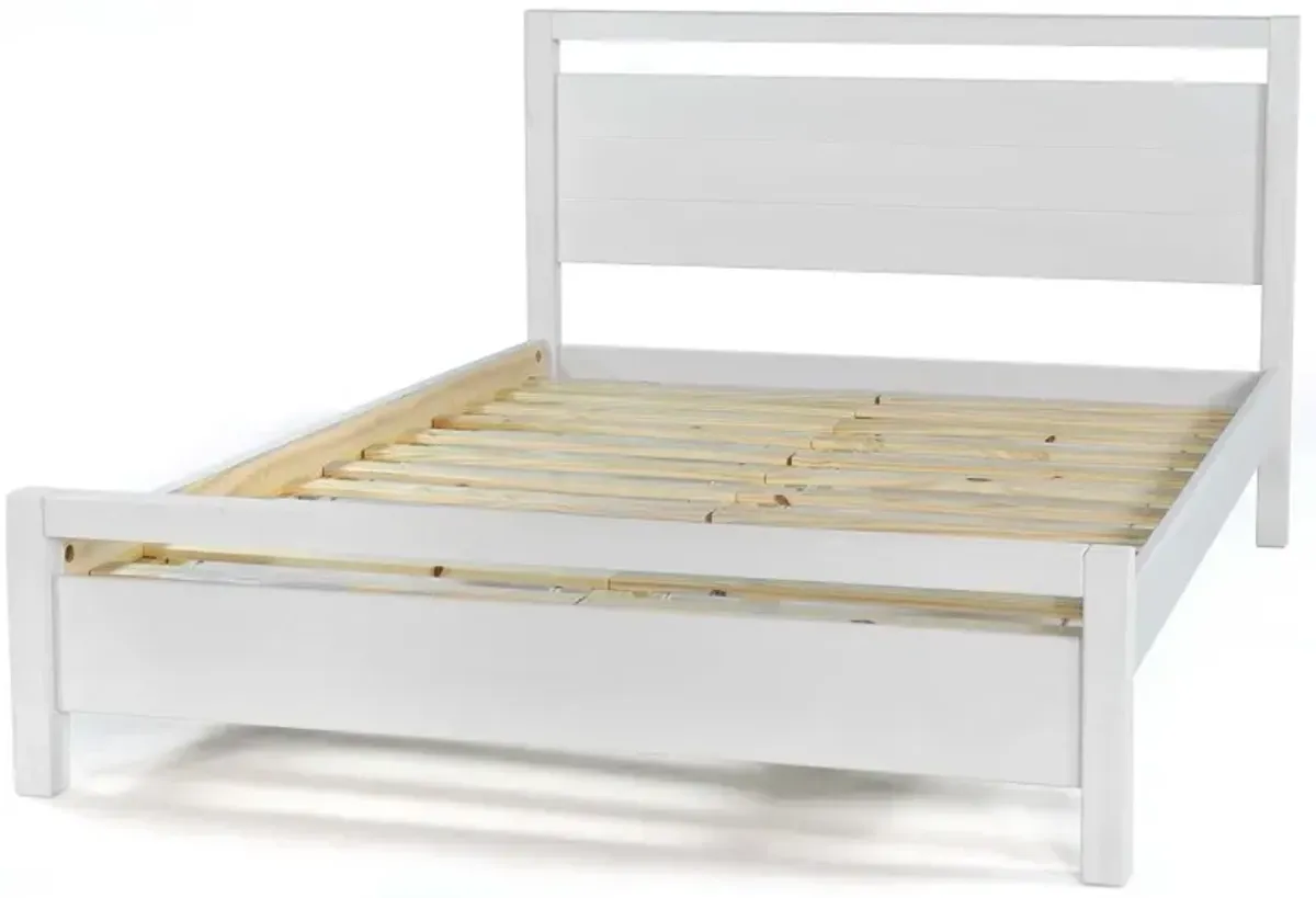 Hivvago King Size FarmHouse Traditional Rustic White Platform Bed