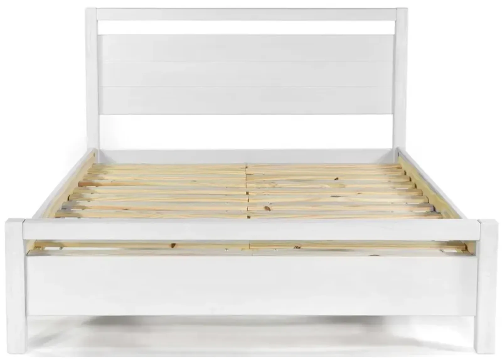 Hivvago King Size FarmHouse Traditional Rustic White Platform Bed