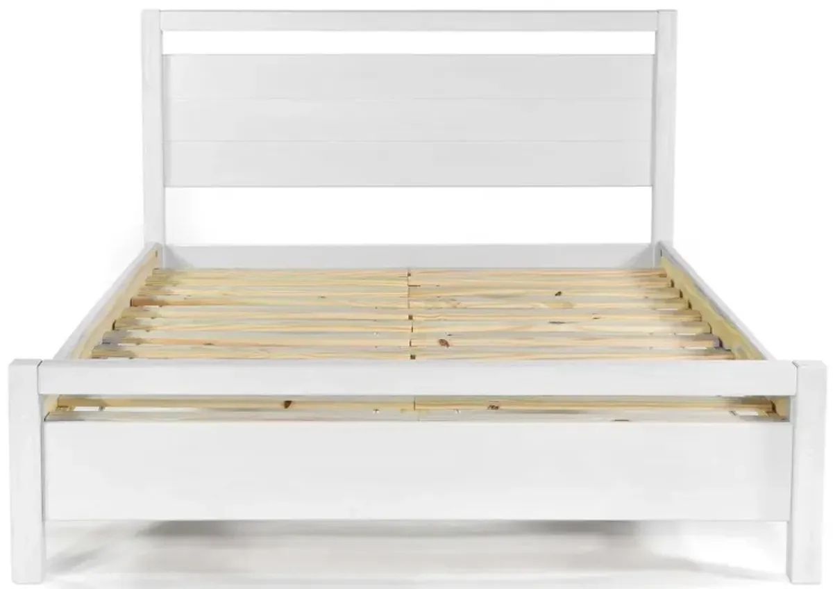 Hivvago King Size FarmHouse Traditional Rustic White Platform Bed