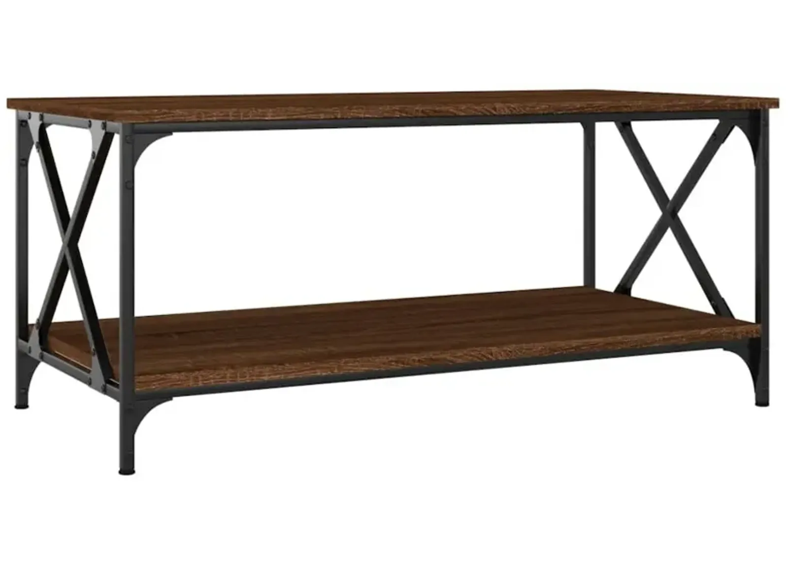 Coffee Table Brown Oak 39.4"x19.7"x17.7" Engineered Wood and Iron