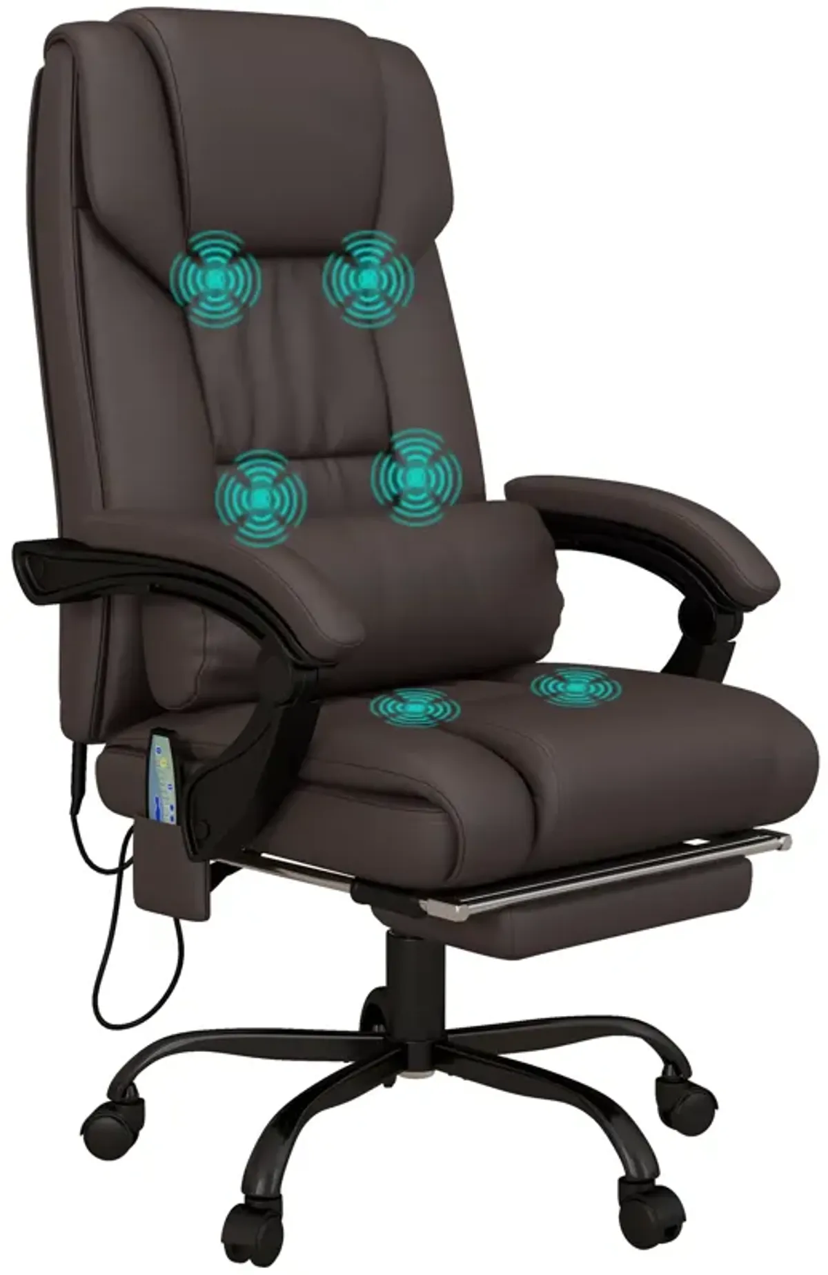 Vinsetto High Back Vibration Massage Office Chair with 6 Points, Height Adjustable Computer Desk Chair, Reclining Office Chair with Retractable Footrest and Remote, Brown