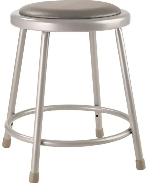 NPS® 18"Heavy Duty Vinyl Padded Steel Stool, Grey