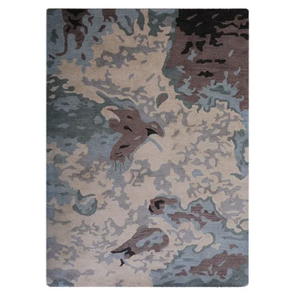 HAND KNOTTED WOOL Abstract AREA RUGS  - 5'x8', Rectangle Shape, Multicolor Color, Abstract Modern, Medium Pile Handmade Area Rugs for Living Room, Bed Room (N00816)