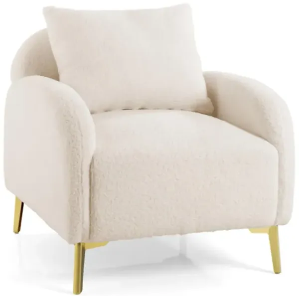 Hivvago Modern Upholstered Accent Chair with Removable Pillow and Soft Padded Seat-White