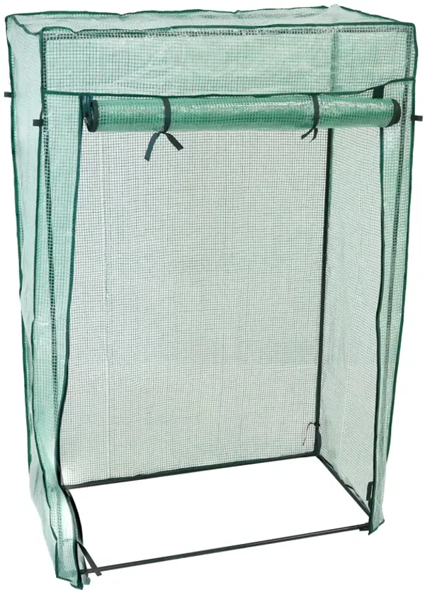Sunnydaze Large Iron Polyethylene Cover Portable Plant Greenhouse - Green