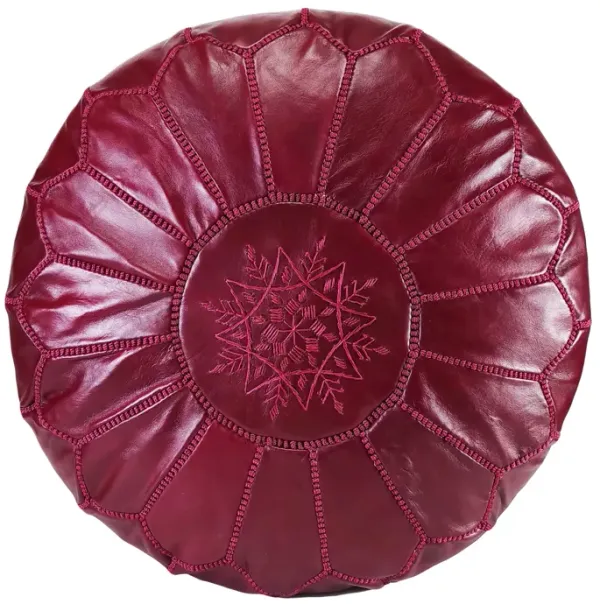Handmade Moroccan Ottoman, Genuine Leather Pouf