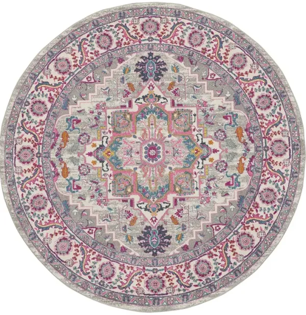 Passion PSN20 Light Gray/Pink 8' x Round Rug