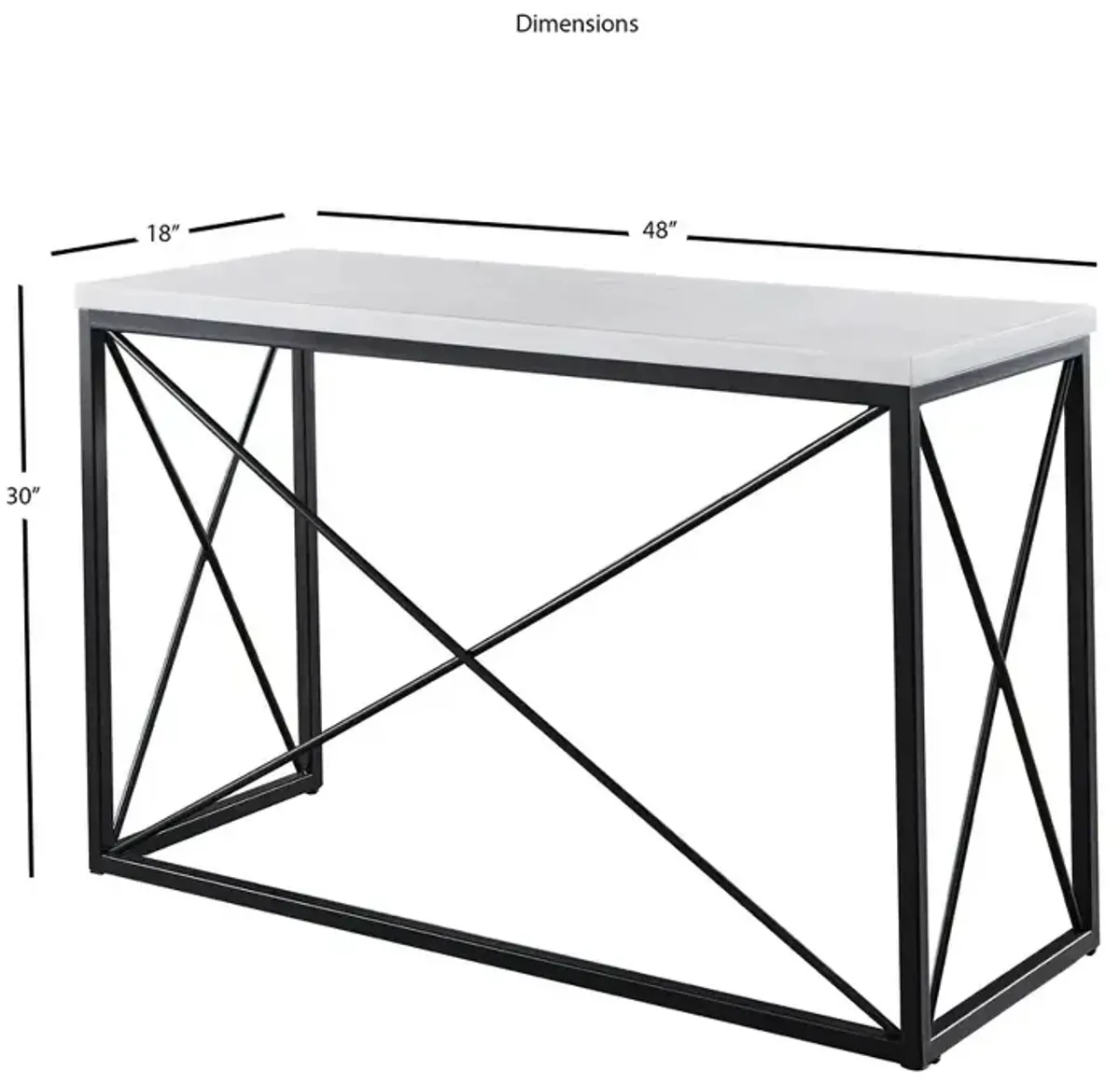 Skyler White Marble Top Rectangle Sofa Table