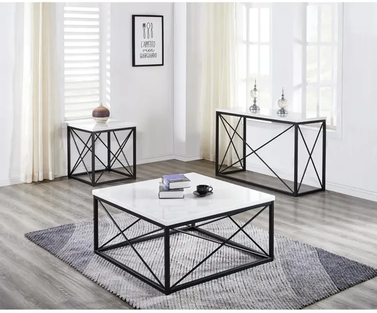 Skyler White Marble Top Rectangle Sofa Table