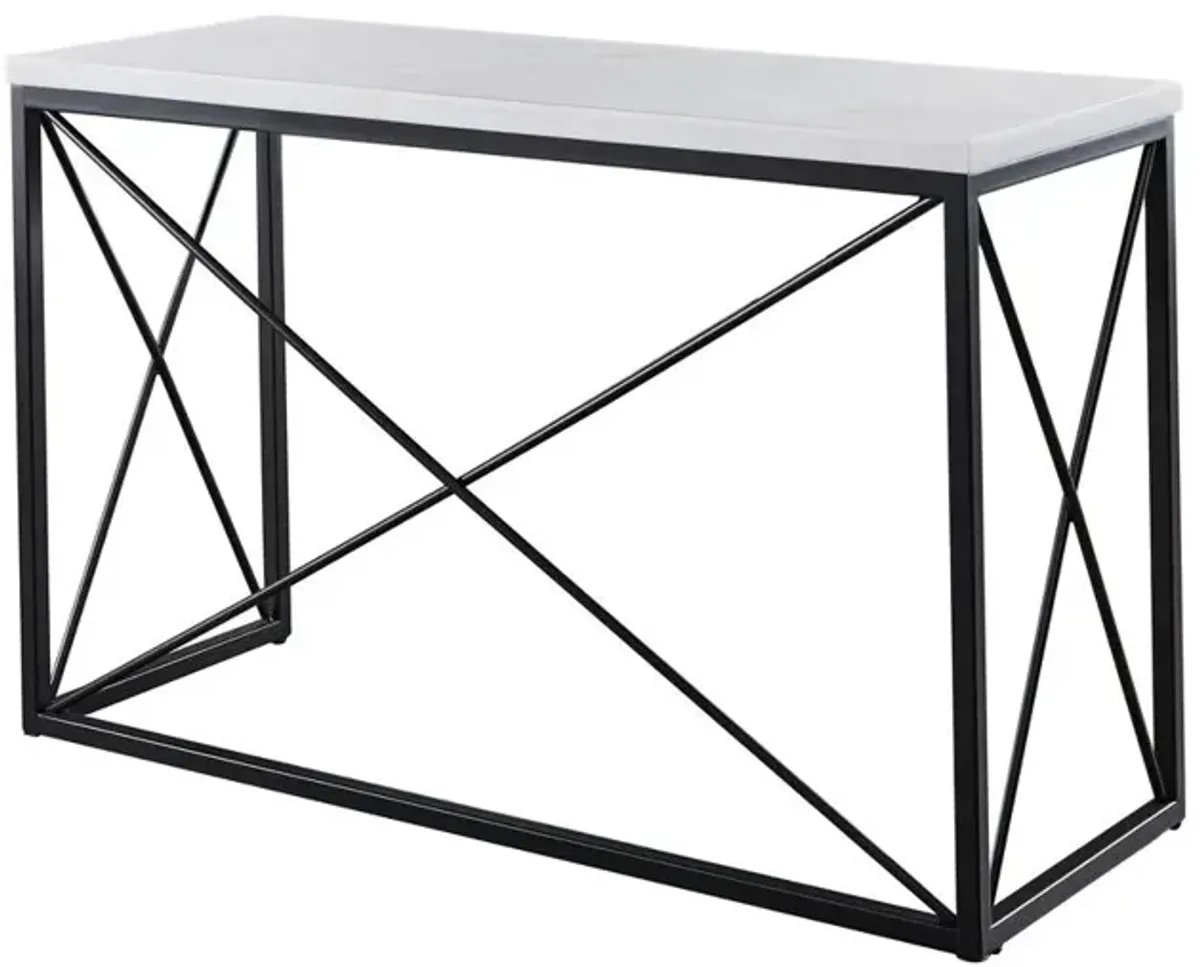 Skyler White Marble Top Rectangle Sofa Table