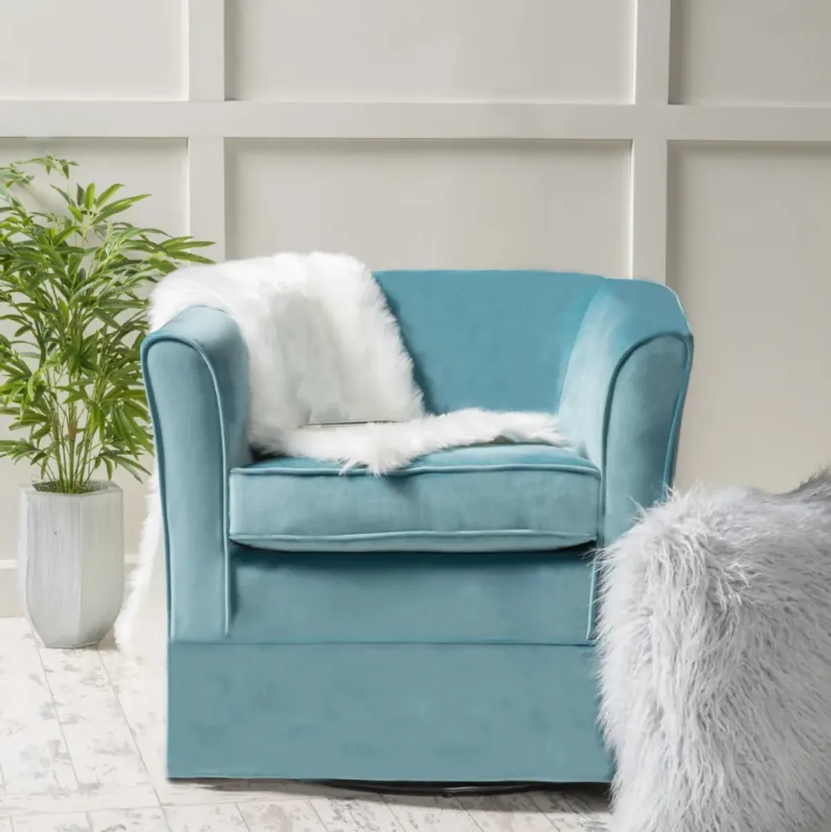 Merax Velvet Swivel Chair Accent Chair