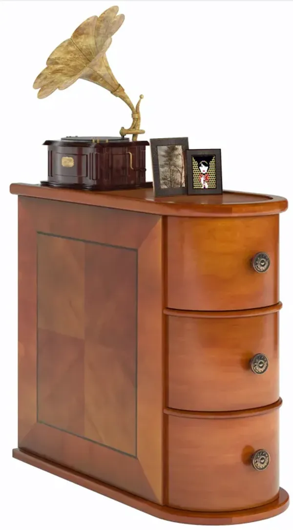 Tribesigns End Table with 3 Drawers, Sofa Side Table with Storage, No Assembly Required, Closed Back, Slim Nightstand Vintage Wood Chairside Bedside Narrow Accent Table for Living Room Bedroom