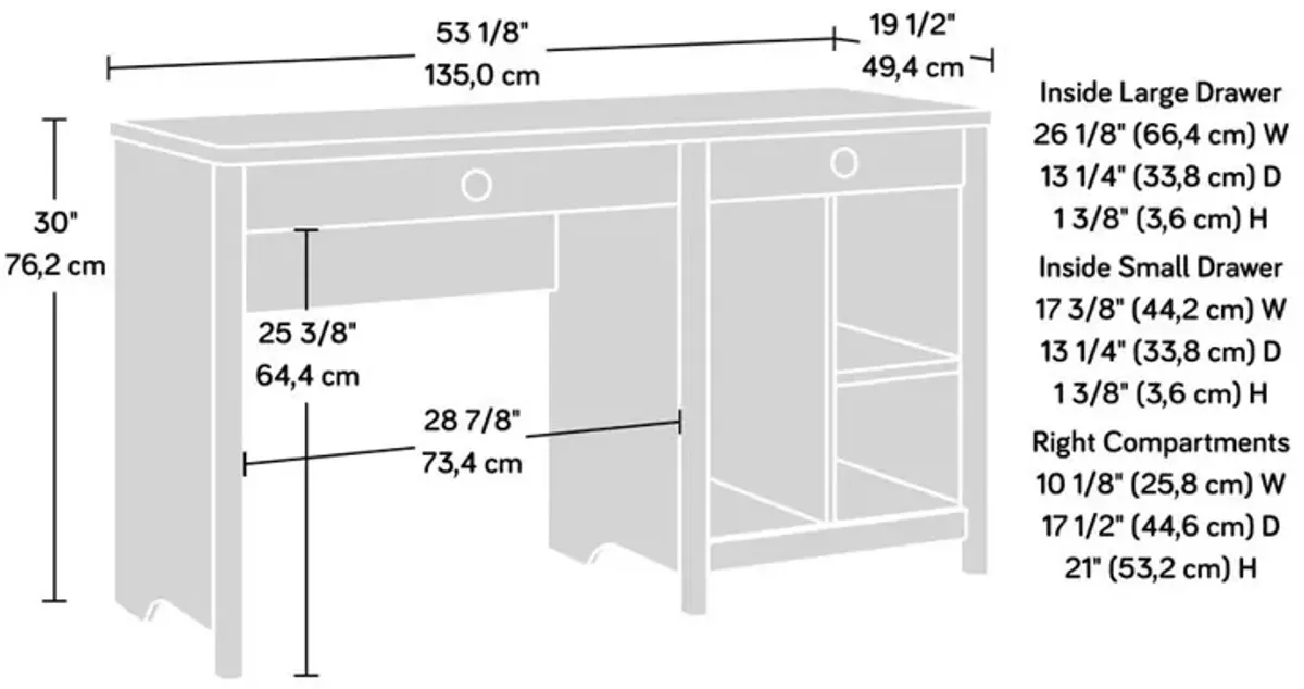 Sauder Dover Edge Desk Dok