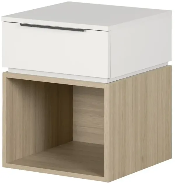 Hourra Nightstand, Soft Elm and White