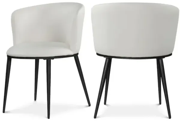 Meridian Furniture Skylar White Vegan Leather Dining Chair, Set of 2