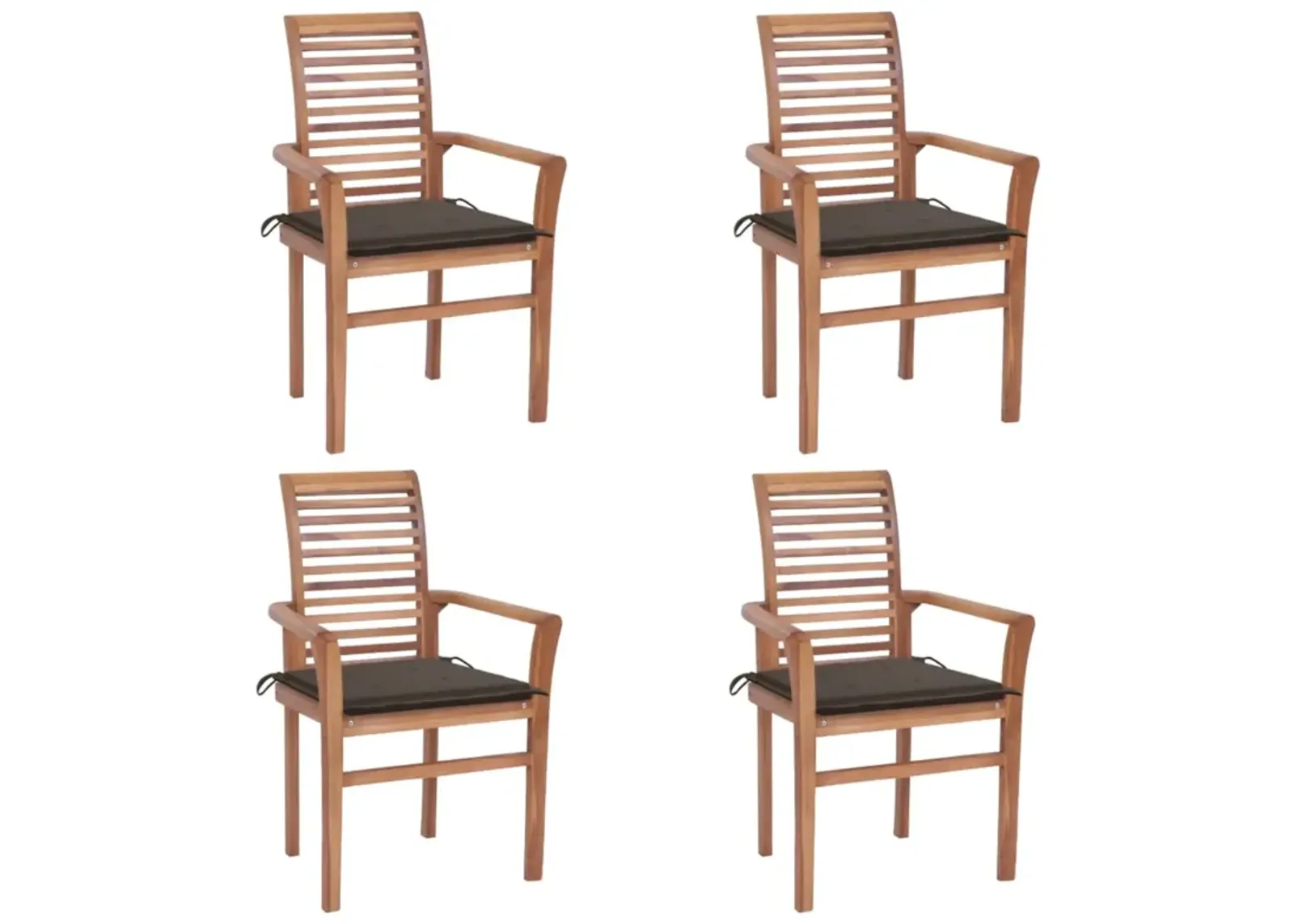 vidaXL Dining Chairs 4 pcs with Taupe Cushions Solid Teak Wood