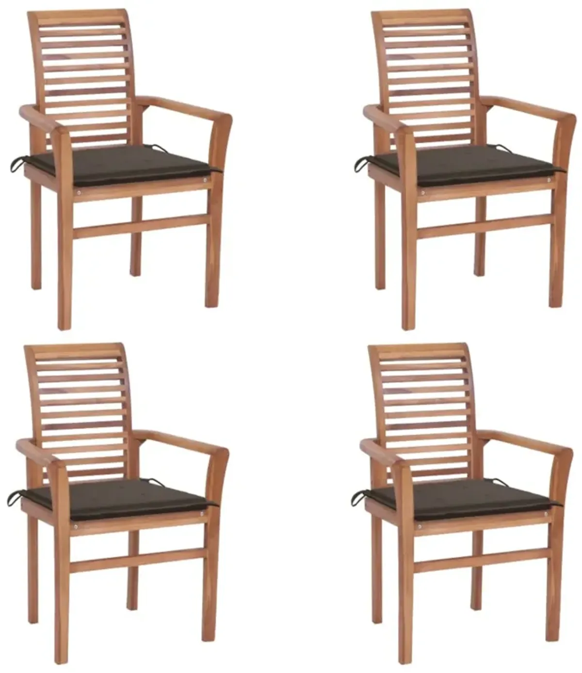 vidaXL Dining Chairs 4 pcs with Taupe Cushions Solid Teak Wood