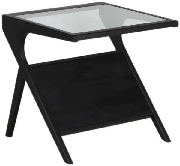 Porter Designs Canberra Solid Mango Wood End Table, Black