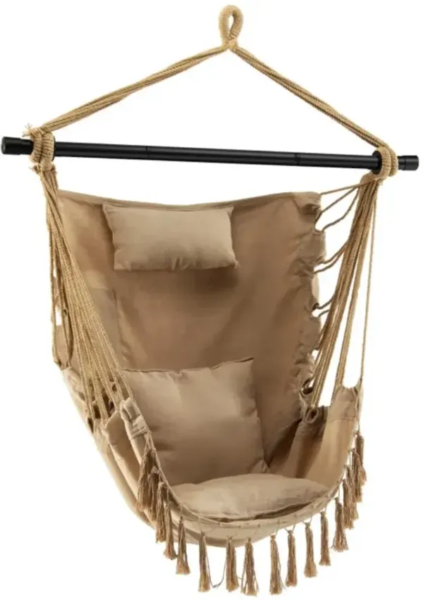 Hivvago Hanging Rope Swing Chair with Soft Pillow and Cushions