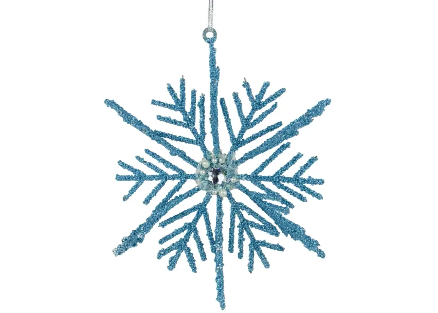 10" Blue Glittered Snowflake Christmas Ornament