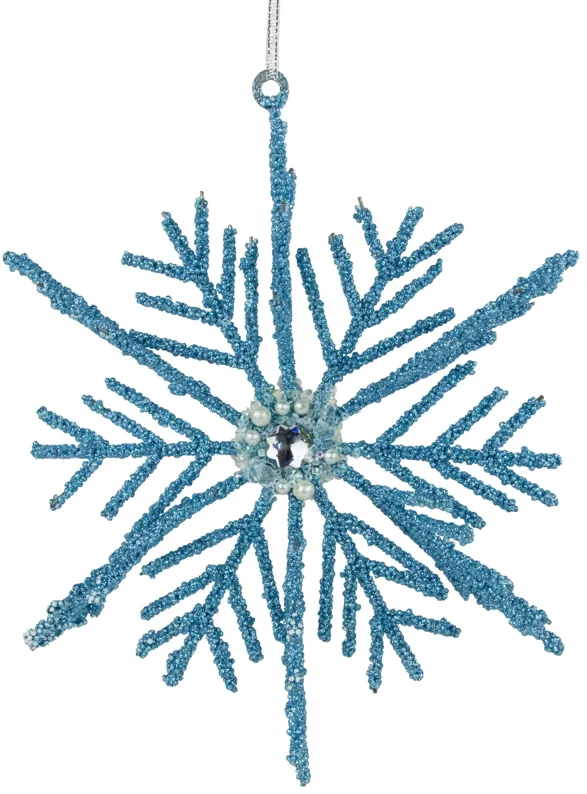 10" Blue Glittered Snowflake Christmas Ornament