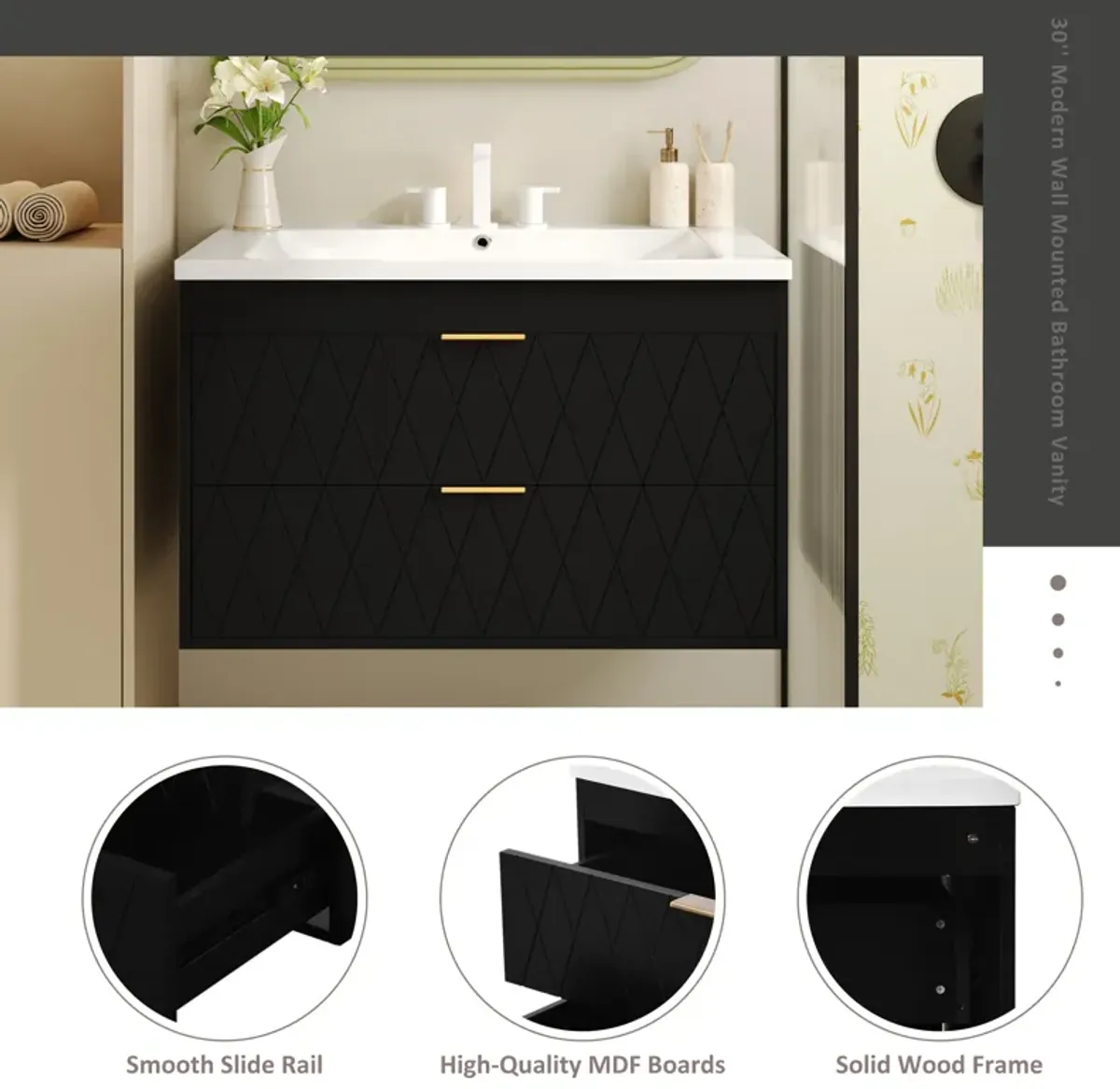 Merax Wall Mounted Bathroom Vanity with Resin Sink