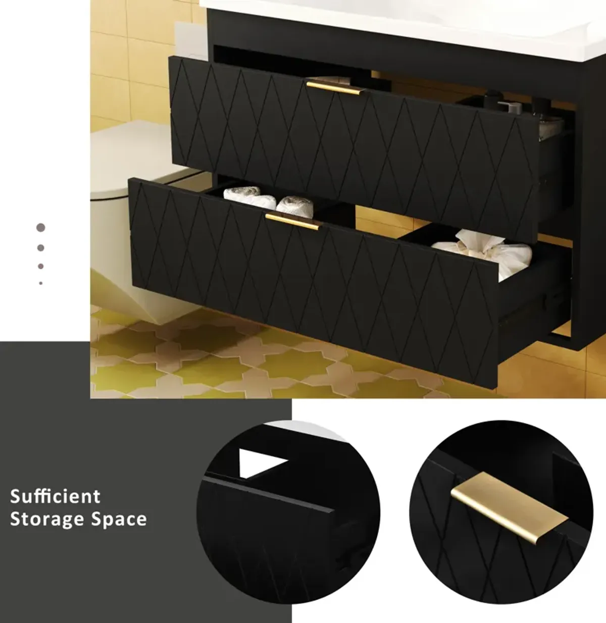 Merax Wall Mounted Bathroom Vanity with Resin Sink