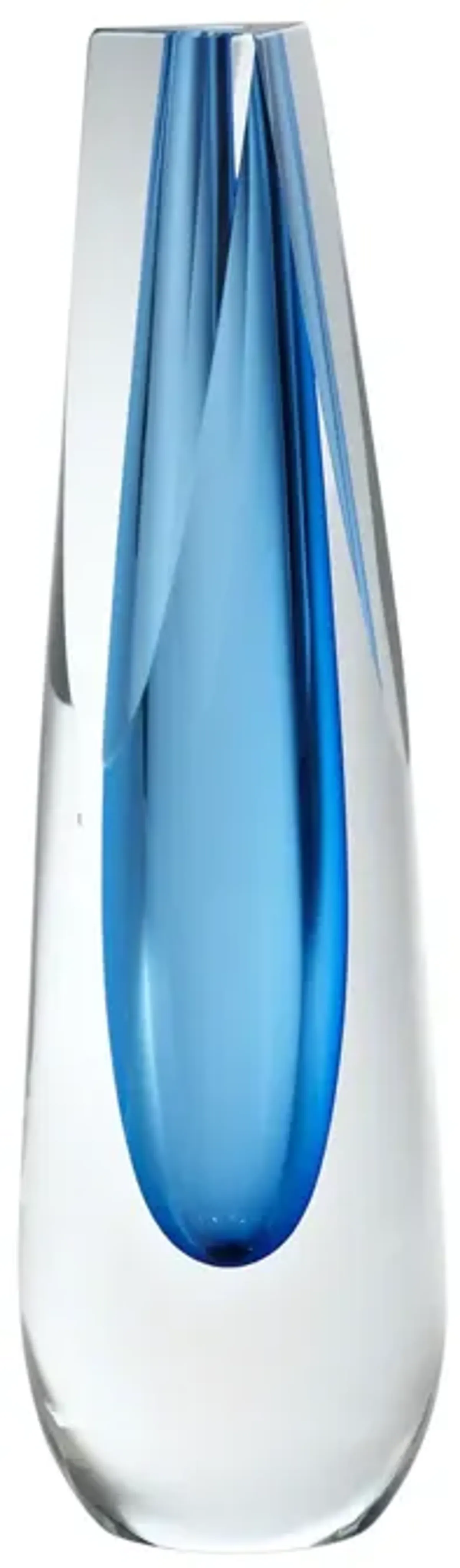 Triangle Cut Glass Blue Vase