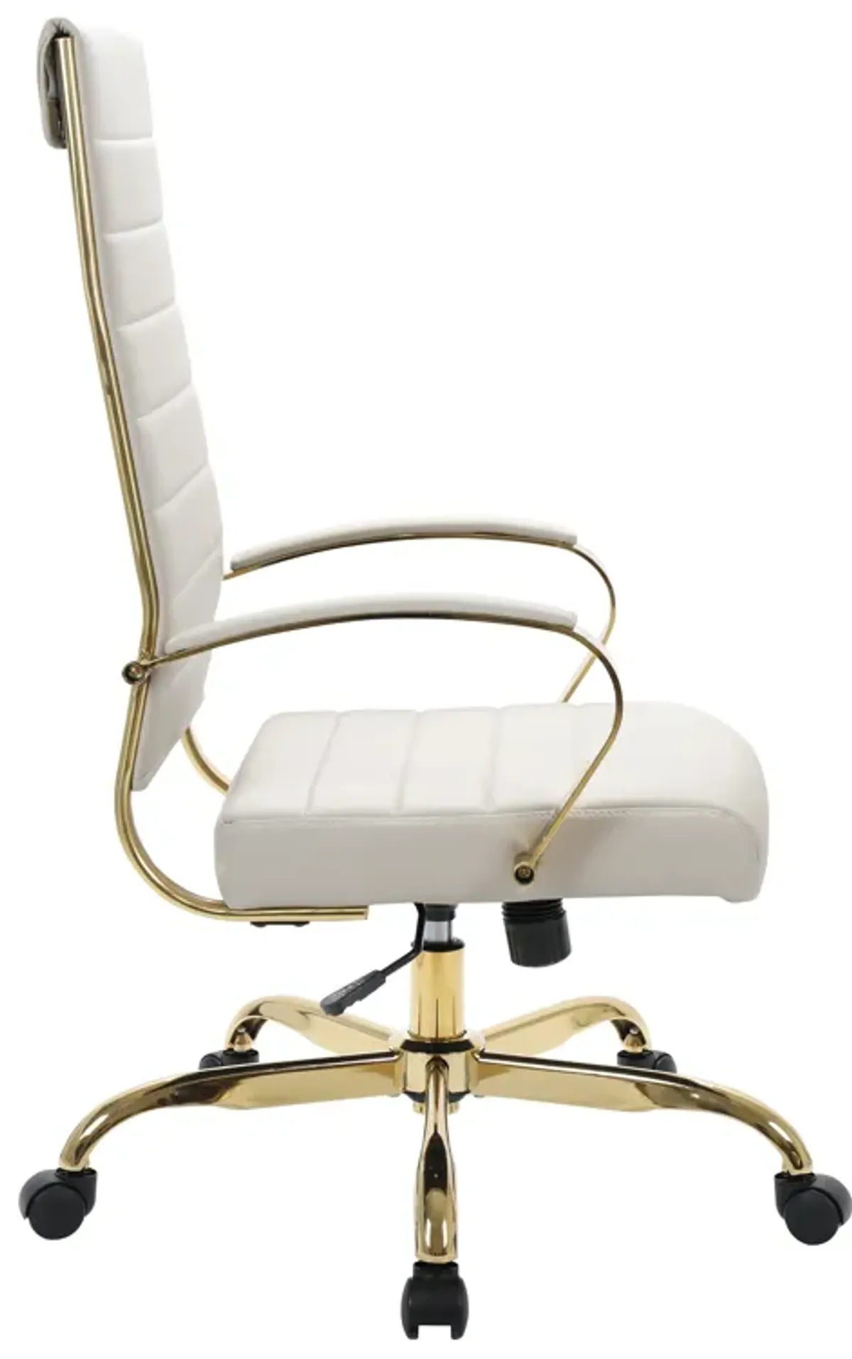 LeisureMod Benmar High-Back Leather Office Chair With Gold Frame in Brown