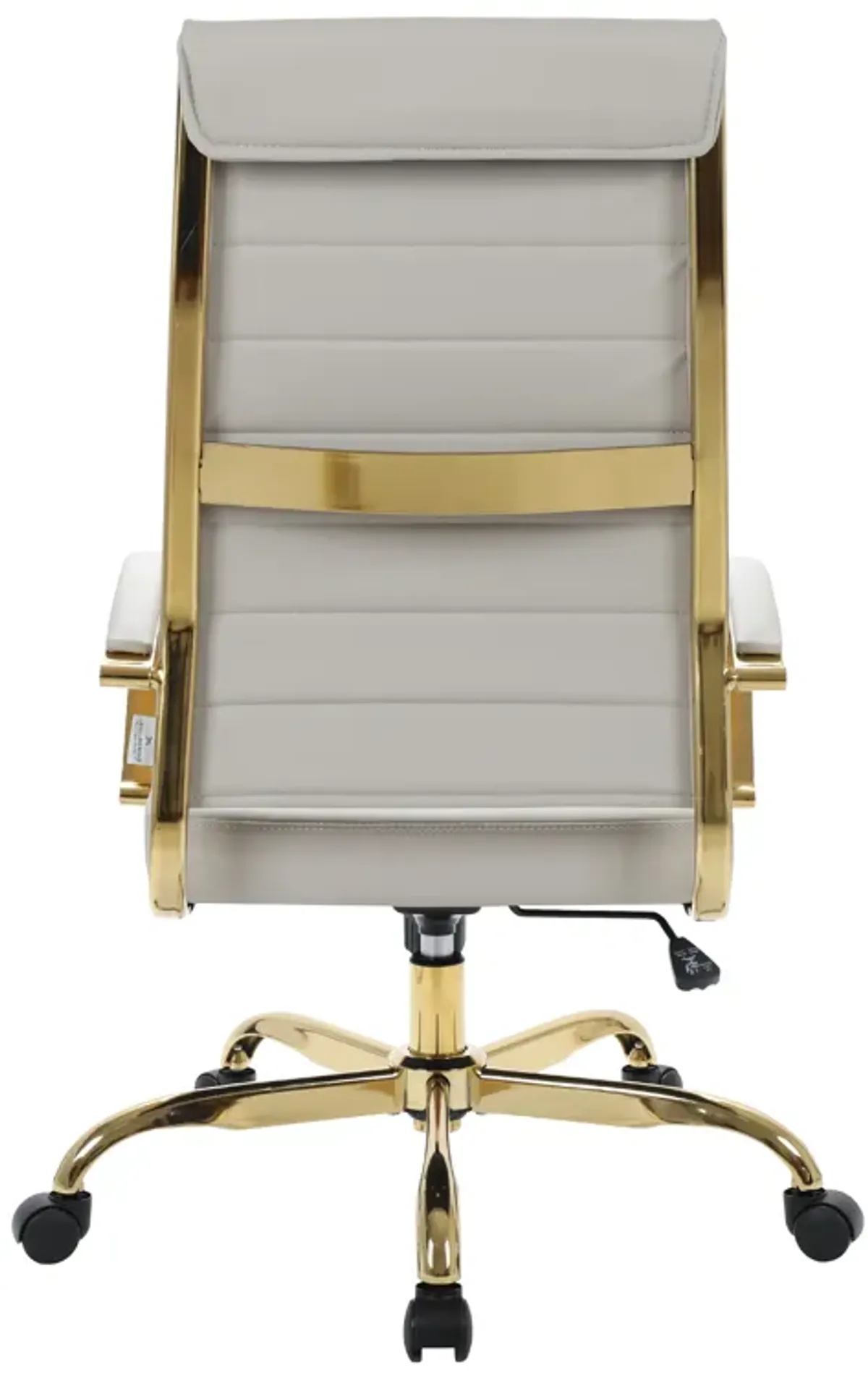 LeisureMod Benmar High-Back Leather Office Chair With Gold Frame in Brown