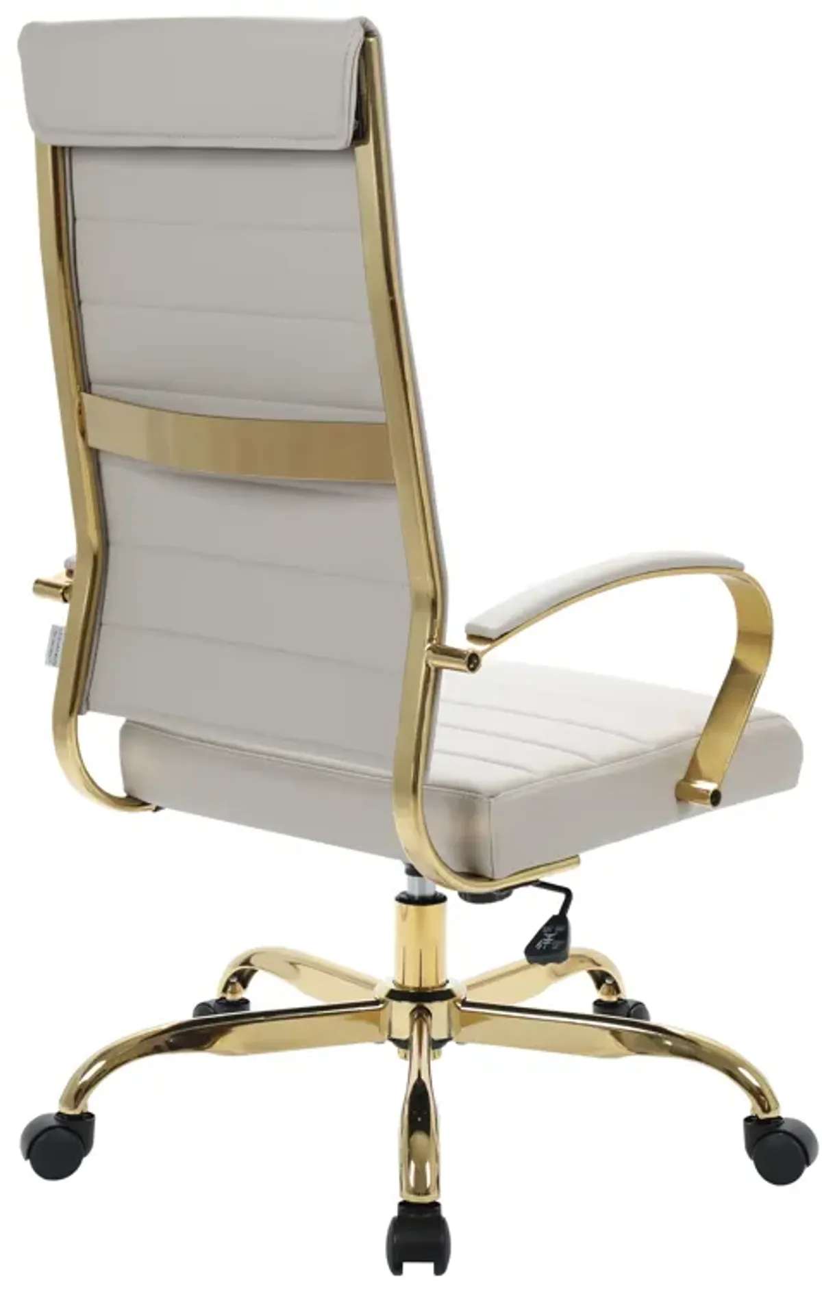 LeisureMod Benmar High-Back Leather Office Chair With Gold Frame in Brown