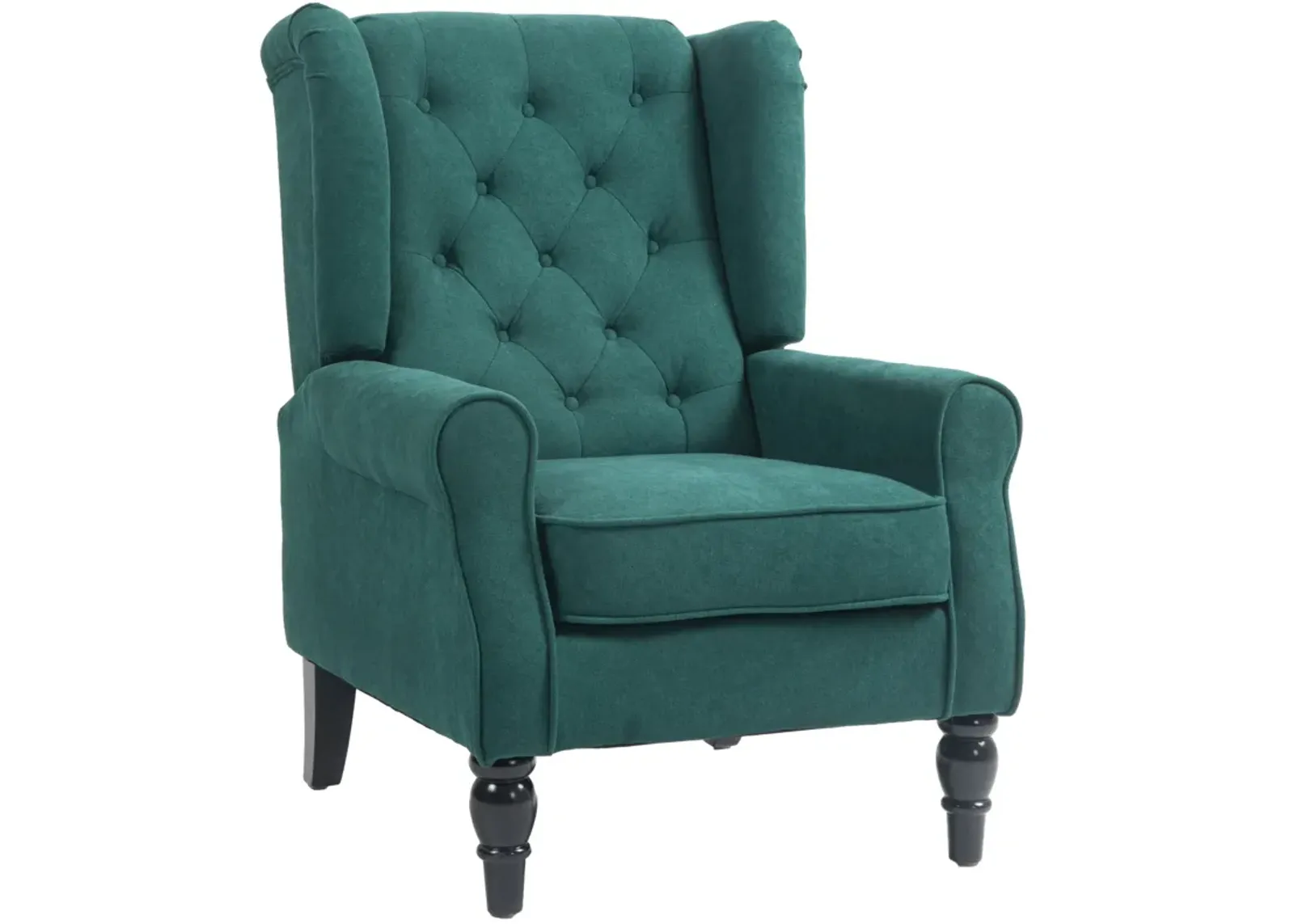 HOMCOM Button-Tufted Accent Chair with High Wingback, Rounded Cushioned Armrests and Thick Padded Seat, Blue