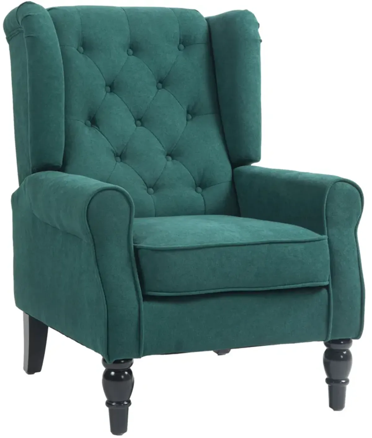 HOMCOM Button-Tufted Accent Chair with High Wingback, Rounded Cushioned Armrests and Thick Padded Seat, Blue