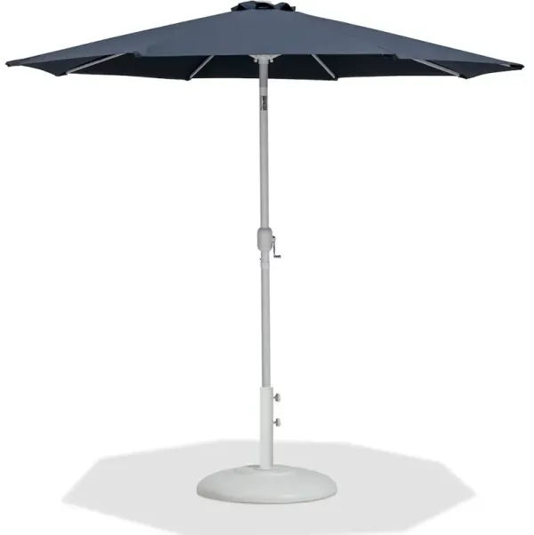 Meridian Furniture Fiji Grey Fabric / Matte White Aluminum Patio Umbrella with Base Sets