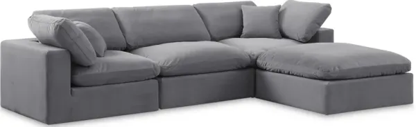 Meridian Furniture Comfy Grey Velvet Modular Sectional