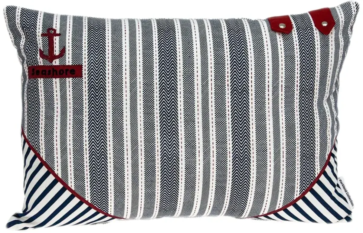 20” Blue and White Maritime Striped Throw Pillow