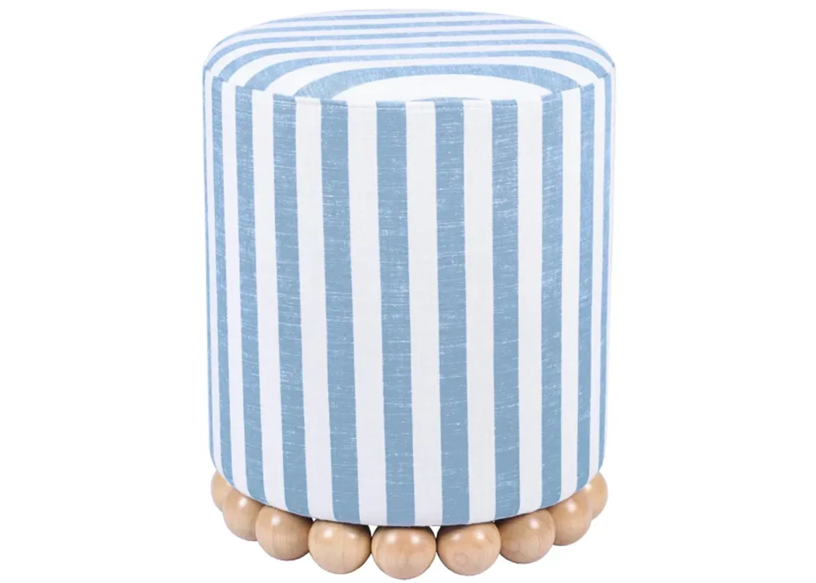 Dex Beige Striped Linen Ottoman