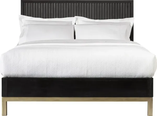 Kentfield Solid Wood King-Size Platform Bed in Black Drifted Oak
