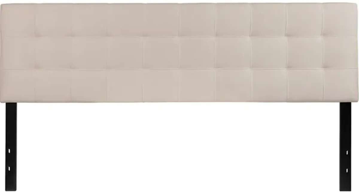 Bedford Tufted Upholstered King Size Headboard in Beige Fabric