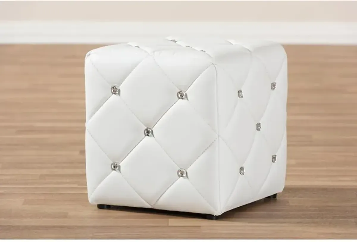 Stacey Modern and Contemporary White Faux Leather Upholstered Ottoman