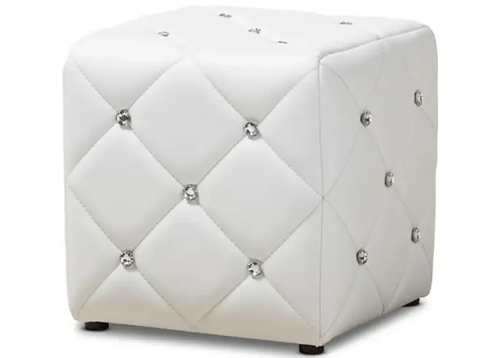 Stacey Modern and Contemporary White Faux Leather Upholstered Ottoman