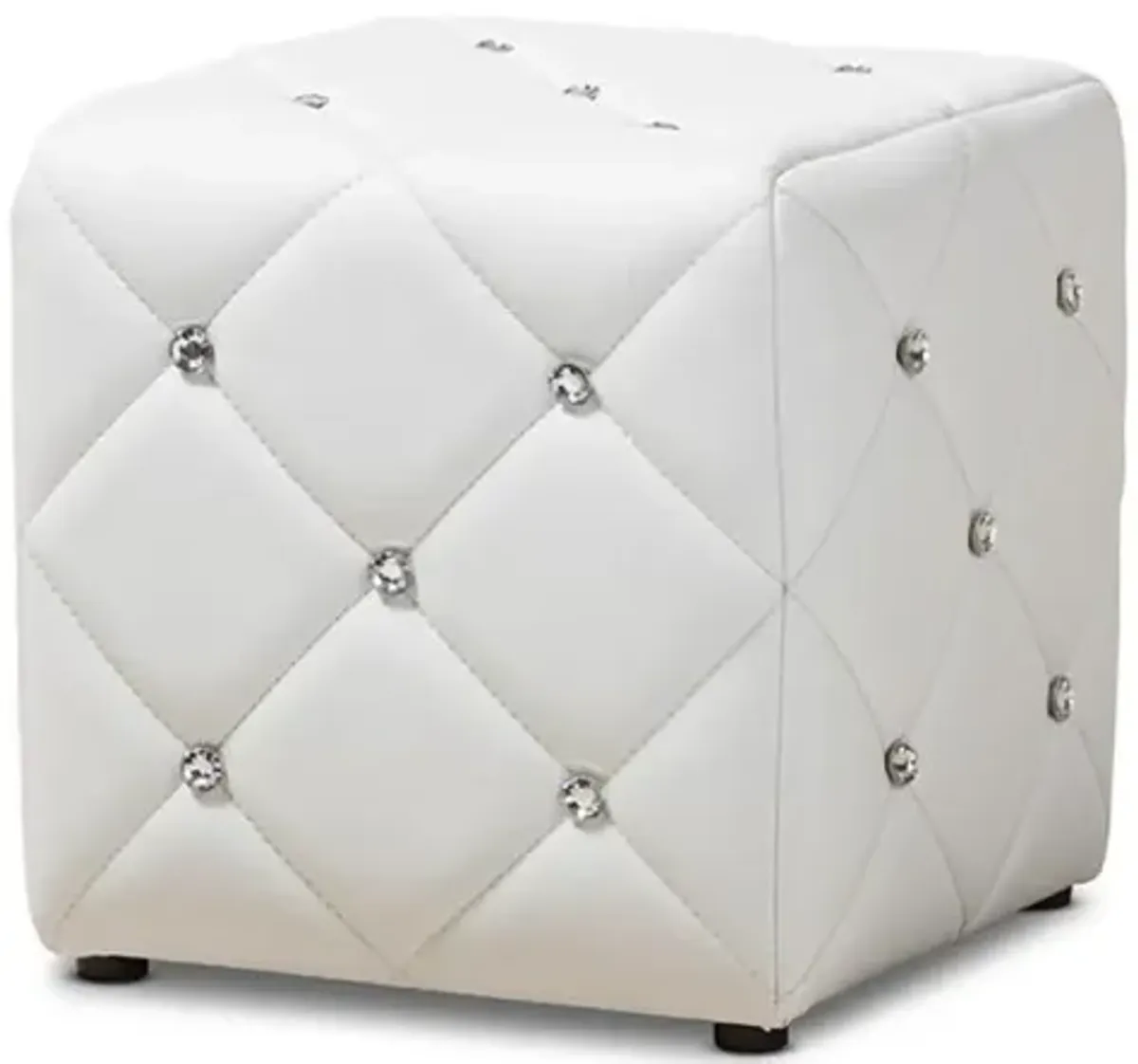 Stacey Modern and Contemporary White Faux Leather Upholstered Ottoman